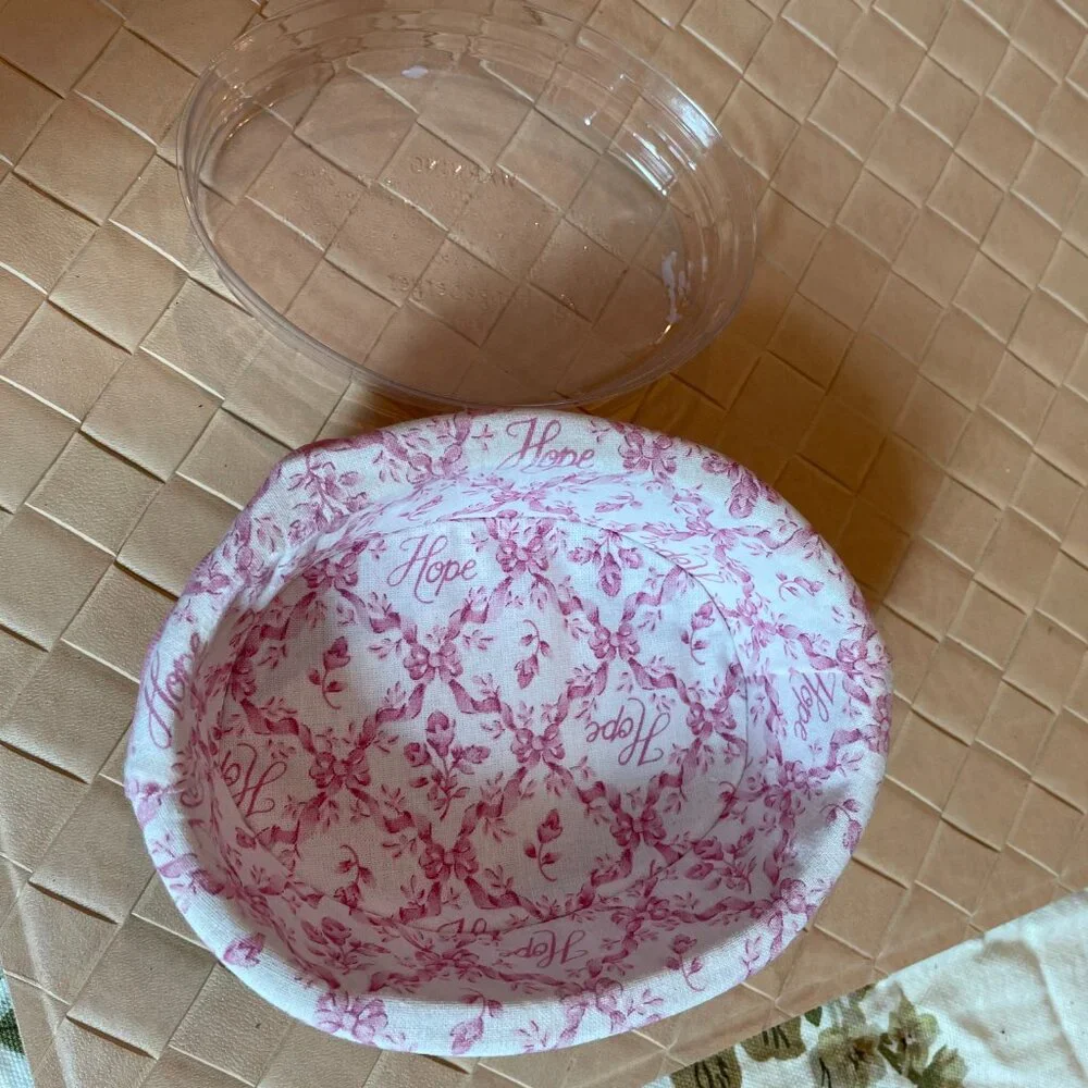 Longaberger Very Small Handmade Basket with Fabric Liner American Cancer Society
